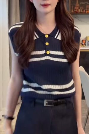 2025 Summer Polo Collar Ice Silk Sleeveless Top - Lightweight, Simple Design for Effortless Style