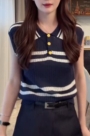 2025 Summer Polo Collar Ice Silk Sleeveless Top - Lightweight, Simple Design for Effortless Style