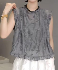 2025 Summer Retro Casual Lace Doll Collar Short Sleeve T-Shirt - Three-Dimensional Design, Quality Fashion Top