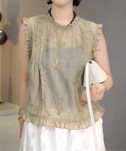 2025 Summer Retro Casual Lace Doll Collar Short Sleeve T-Shirt - Three-Dimensional Design, Quality Fashion Top
