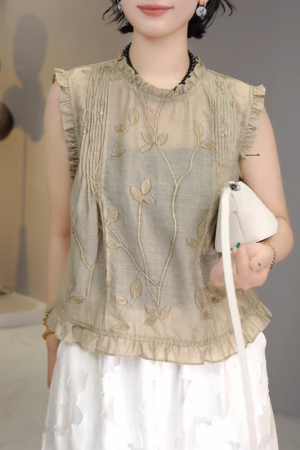 2025 Summer Retro Casual Lace Doll Collar Short Sleeve T-Shirt - Three-Dimensional Design, Quality Fashion Top