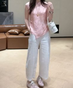 2025 Summer Round Neck Sleeveless Top & Casual Pants Set for Girls, Slimming Two-Piece Outfit, Versatile Daily Wear