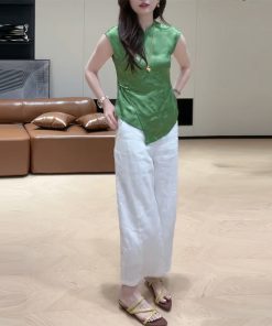 2025 Summer Round Neck Sleeveless Top & Casual Pants Set for Girls, Slimming Two-Piece Outfit, Versatile Daily Wear