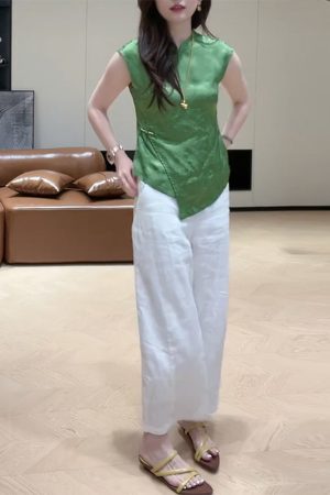 2025 Summer Round Neck Sleeveless Top & Casual Pants Set for Girls, Slimming Two-Piece Outfit, Versatile Daily Wear