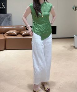 2025 Summer Round Neck Sleeveless Top & Casual Pants Set for Girls, Slimming Two-Piece Outfit, Versatile Daily Wear