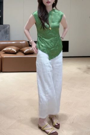 2025 Summer Round Neck Sleeveless Top & Casual Pants Set for Girls, Slimming Two-Piece Outfit, Versatile Daily Wear