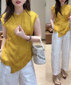 2025 Summer Round Neck Sleeveless Top & Casual Pants Set for Girls, Slimming Two-Piece Outfit, Versatile Daily Wear