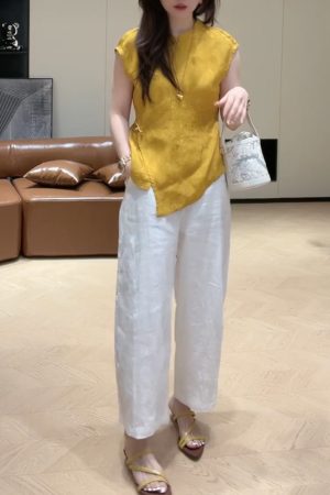 2025 Summer Round Neck Sleeveless Top & Casual Pants Set for Girls, Slimming Two-Piece Outfit, Versatile Daily Wear