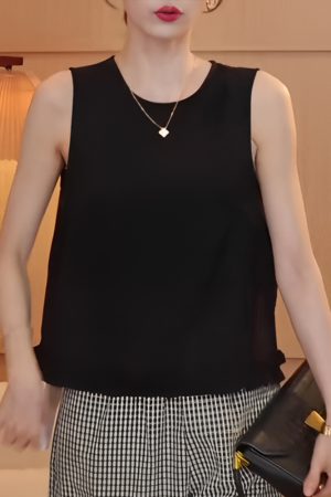 2025 Summer Ruffled Hem Sleeveless Top - Trendy Women's Summer Style, Perfect for Casual Outings and Y2K Fashion