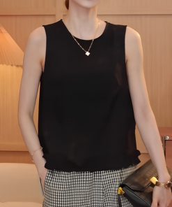 2025 Summer Ruffled Hem Sleeveless Top - Trendy Women's Summer Style, Perfect for Casual Outings and Y2K Fashion