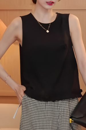 2025 Summer Ruffled Hem Sleeveless Top - Trendy Women's Summer Style, Perfect for Casual Outings and Y2K Fashion