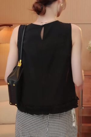 2025 Summer Ruffled Hem Sleeveless Top - Trendy Women's Summer Style, Perfect for Casual Outings and Y2K Fashion