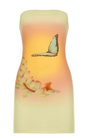 2025 Summer Sexy Strapless Floral Print Bodycon Color-Blocking Midi Dress - European and American Style