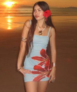 2025 Summer Sexy Strapless Floral Print Bodycon Color-Blocking Midi Dress - European and American Style