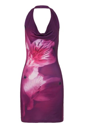 2025 Summer Sexy Strapless Floral Print Bodycon Color-Blocking Midi Dress - European and American Style