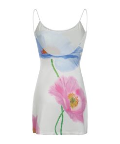 2025 Summer Sexy Strapless Floral Print Bodycon Color-Blocking Midi Dress - European and American Style