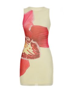 2025 Summer Sexy Strapless Floral Print Bodycon Color-Blocking Midi Dress - European and American Style