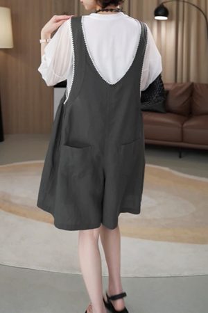 2025 Summer Short Sleeve Embroidered Top & Suspender Pants Set for Petite Women - Korean Style Two-Piece Trendy Outfit