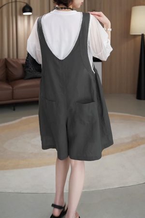 2025 Summer Short Sleeve Embroidered Top & Suspender Pants Set for Petite Women - Korean Style Two-Piece Trendy Outfit