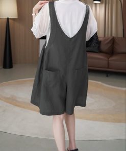 2025 Summer Short Sleeve Embroidered Top & Suspender Pants Set for Petite Women - Korean Style Two-Piece Trendy Outfit