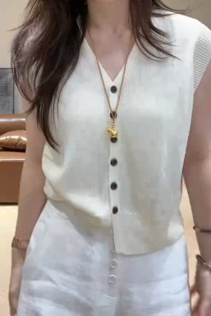 2025 Summer Simple Solid Color V-Neck Knitted Short Sleeve Women's Versatile Top - Ideal for Casual and Y2K Style