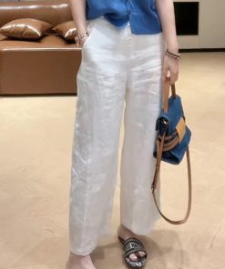 2025 Summer Slim-Fit Wide-Leg Casual Pants - Single-Breasted Straight Leg Trousers for Effortless Style