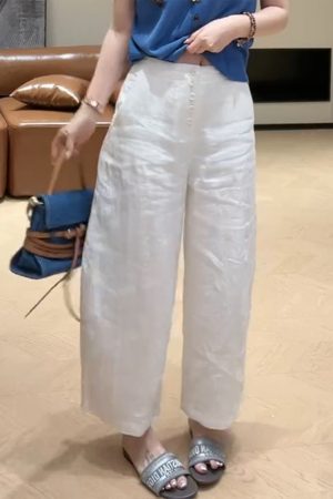 2025 Summer Slim-Fit Wide-Leg Casual Pants - Single-Breasted Straight Leg Trousers for Effortless Style