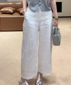 2025 Summer Slim-Fit Wide-Leg Casual Pants - Single-Breasted Straight Leg Trousers for Effortless Style