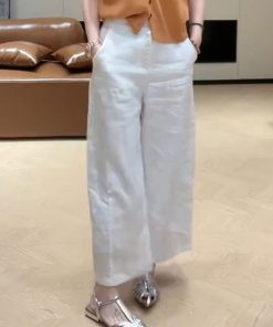 2025 Summer Slim-Fit Wide-Leg Casual Pants - Single-Breasted Straight Leg Trousers for Effortless Style