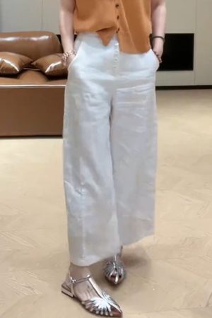 2025 Summer Slim-Fit Wide-Leg Casual Pants - Single-Breasted Straight Leg Trousers for Effortless Style