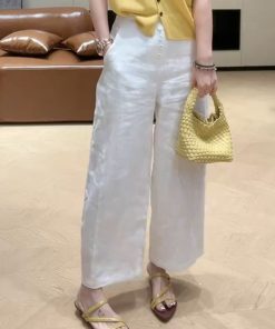 2025 Summer Slim-Fit Wide-Leg Casual Pants - Single-Breasted Straight Leg Trousers for Effortless Style