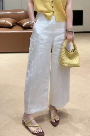 2025 Summer Slim-Fit Wide-Leg Casual Pants - Single-Breasted Straight Leg Trousers for Effortless Style