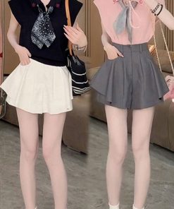 2025 Summer Stylish Sleeveless Polo Neck Knitted Top & Slimming Versatile Skirt Pants Casual Set for Women - Y2K Inspired Fashion