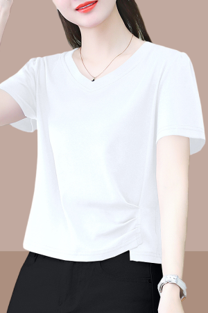 2025 Summer Women's Black Short Sleeve T-Shirt - Pure Cotton Slim Fit with Irregular Design - Trendy Y2K Style