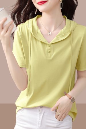 2025 Summer Women's Irregular Short Sleeve T-Shirt - Casual Petite Top for Everyday Wear - Trendy Fashion Essential