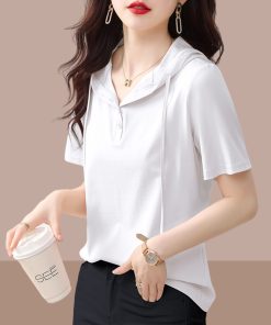 2025 Summer Women's Irregular Short Sleeve T-Shirt - Casual Petite Top for Everyday Wear - Trendy Fashion Essential