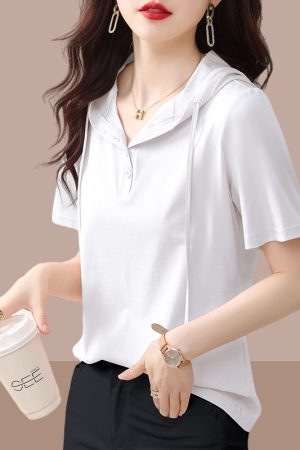 2025 Summer Women's Irregular Short Sleeve T-Shirt - Casual Petite Top for Everyday Wear - Trendy Fashion Essential