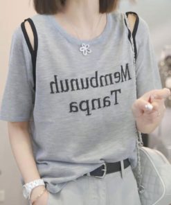2025 Summer Women's Letter Print Round Neck Short Sleeve T-Shirt, Fashionable Slimming Top, Versatile Lazy Fit, Trendy Casual Wear