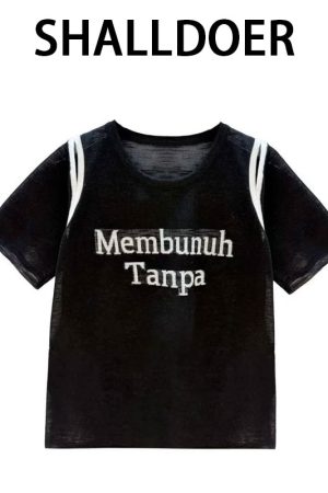 2025 Summer Women's Letter Print Round Neck Short Sleeve T-Shirt, Fashionable Slimming Top, Versatile Lazy Fit, Trendy Casual Wear