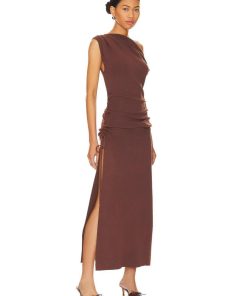 2025 Summer Women's Off-Shoulder Sleeveless Split Dress - Slim Fit Solid Color - Trendy European & American Fashion