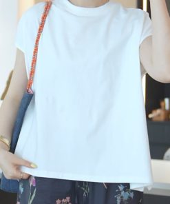 2025 Summer Women's Round Neck White Short Sleeve T-Shirt, Chic Slimming Design, Versatile Fashion Top for Effortless Style