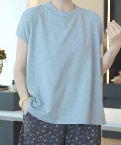 2025 Summer Women's Round Neck White Short Sleeve T-Shirt, Chic Slimming Design, Versatile Fashion Top for Effortless Style