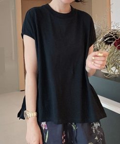 2025 Summer Women's Round Neck White Short Sleeve T-Shirt, Chic Slimming Design, Versatile Fashion Top for Effortless Style