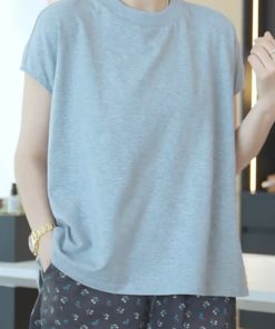 2025 Summer Women's Round Neck White Short Sleeve T-Shirt, Chic Slimming Design, Versatile Fashion Top for Effortless Style