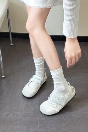 2025 Summer Women's Velcro Breathable Sandals - Soft Sole White Versatile Shoes for Students - Casual Y2K Style