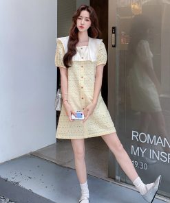 2025 Summer Women's Vintage Lace Patchwork Hollowed-Out Dress - Unique French Style for a Sweet Wind Look