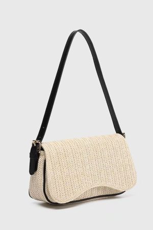 2025 Summer Woven Straw Shoulder Bag for Women, Fashion Handheld Underarm Bag in French Niche Style