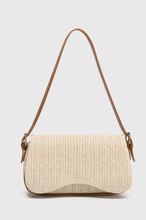 2025 Summer Woven Straw Shoulder Bag for Women, Fashion Handheld Underarm Bag in French Niche Style