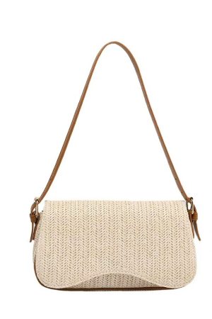 2025 Summer Woven Straw Shoulder Bag for Women, Fashion Handheld Underarm Bag in French Niche Style