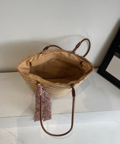 2025 Summer Woven Tote Bag for Women - Large Capacity Beach Basket Shoulder Bag, Trendy Vacation Style